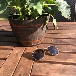 RayBan Polarized Hexagonal Flat Gold and Brown